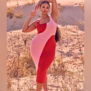 NWT Pink/Red Colorblocked Knitted Tank Dress